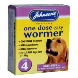 Johnsons One Dose Easy Wormer Dog Size 4 (8 Tabs)